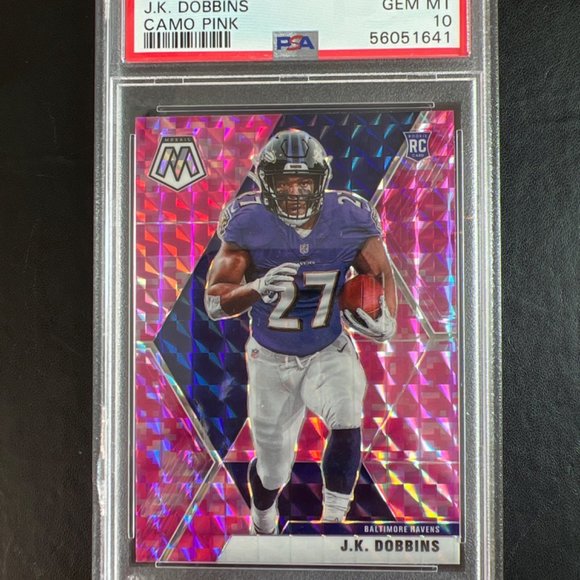 2020 Panini Mosaic J.K. Dobbins CAMO PINK  Gem MT 10 - Picture 1 of 2